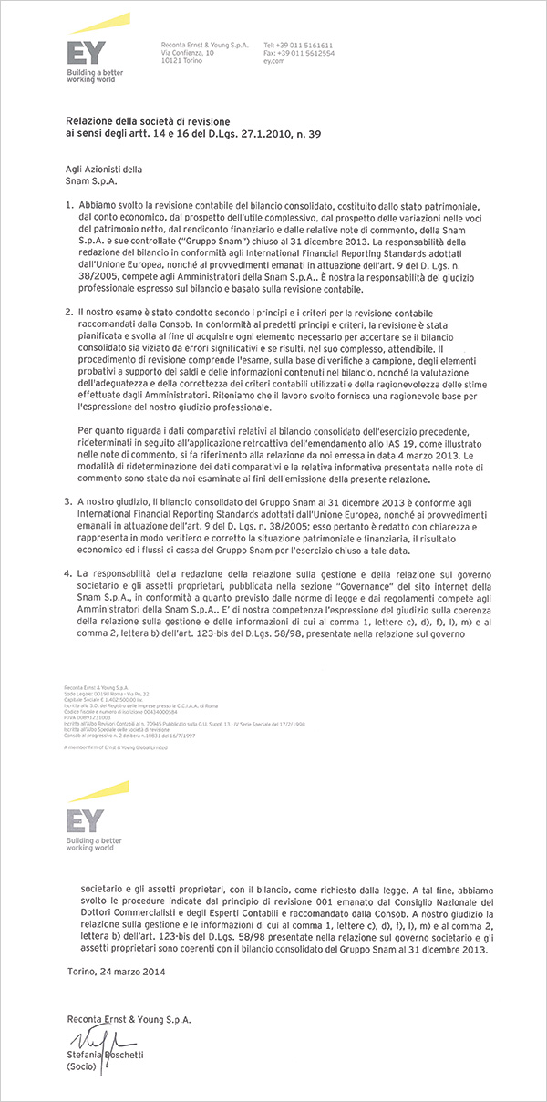 Relazione della Società di revisione (Foto)