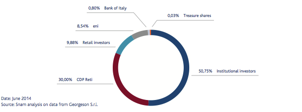 Snam ownership structure by type of investor (Pie chart)