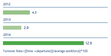 Turnover rate (%) (Bar chart)