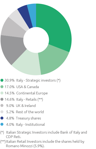 Snam ownership structure by geographic area (pie chart)