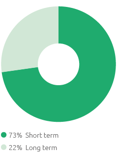 Debt management – Breakdown by maturity (pie chart)