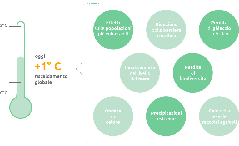 Cos'è già cambiato con l'aumento di 1°C (Grafico)