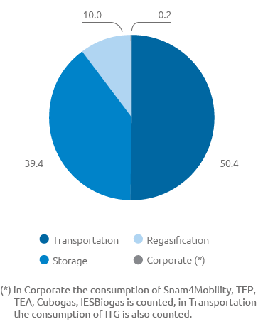 Energy consumption by business segment (pie chart)