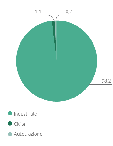 Consumi energetici per utilizzo (%) (Grafico a torta)